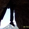 The intimidating Cave Exit, Pear Buttress, Lumpy Ridge, Estes Park, CO