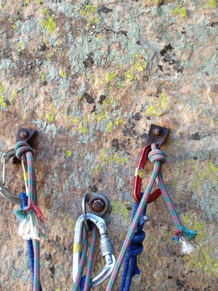 Anchor on top of pitch 4 on Cloud Tower. Top two bolts probably need replacement..