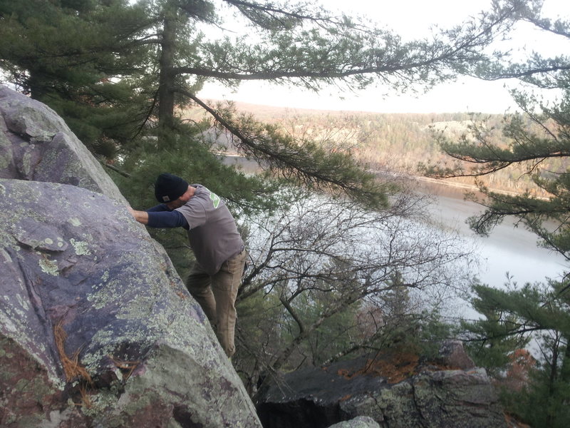 GLBJ on Super Slab with a nice view of Devils Lake.