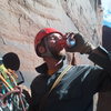 Enjoyin some diesel towards the top of a two-day mini wall in Moab. 45' worth of falling over three hucks in the dark the night before, and dehydrated green-bile yaking into the black overhanging void