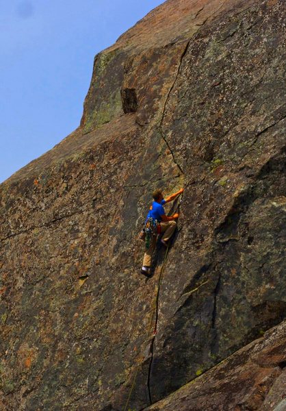 Thad climbing the classic "Wisecrack"