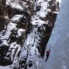 Fun in the Ice Park. Thanks to the owner of Ouray Mtn Sports for snapping the photo with his iPhone and sending it to me.