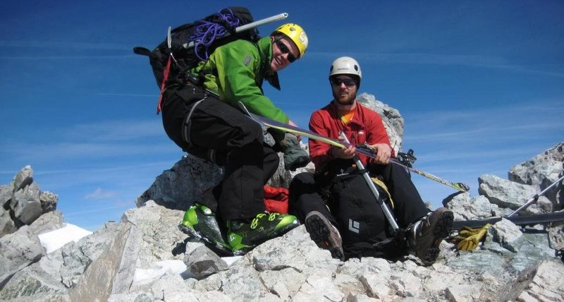 With Jordan White on the summit - about to make first winter ski descent of the peak - 2009.