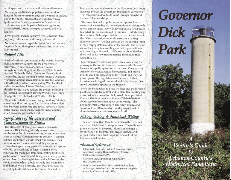 Governor Dick Park pamphlet from 2012