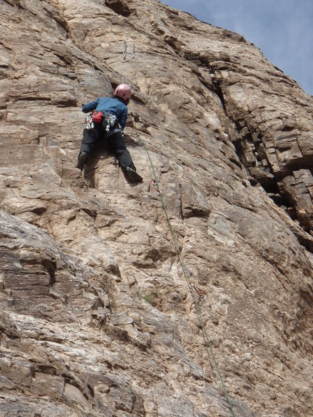 Suzanne finishes up her lead on the first pitch of 'Scorpion King'