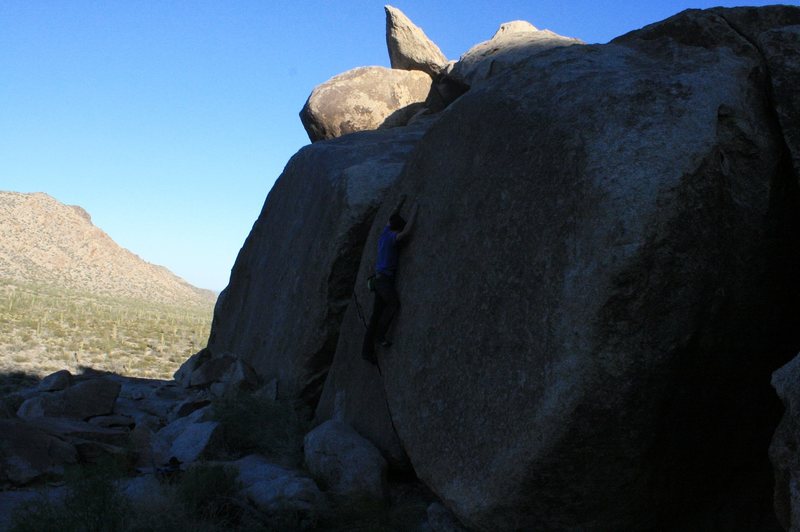 cool moderate slab boulder around v5 just to the right of the sport routes