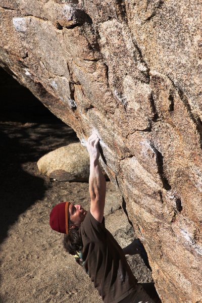 Making the long reach to the start of the crimps from the sit start.