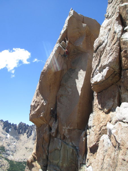 Brasilians on the 5.10c last pitch of Lost Fingers.