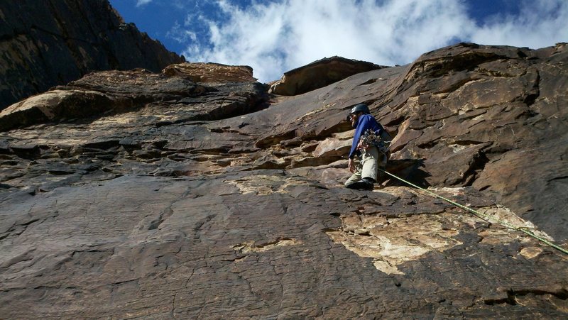 Brian doing the traverse section on pitch 3