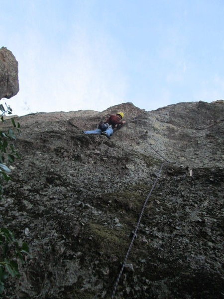 Jim traversing left to the second bolt.