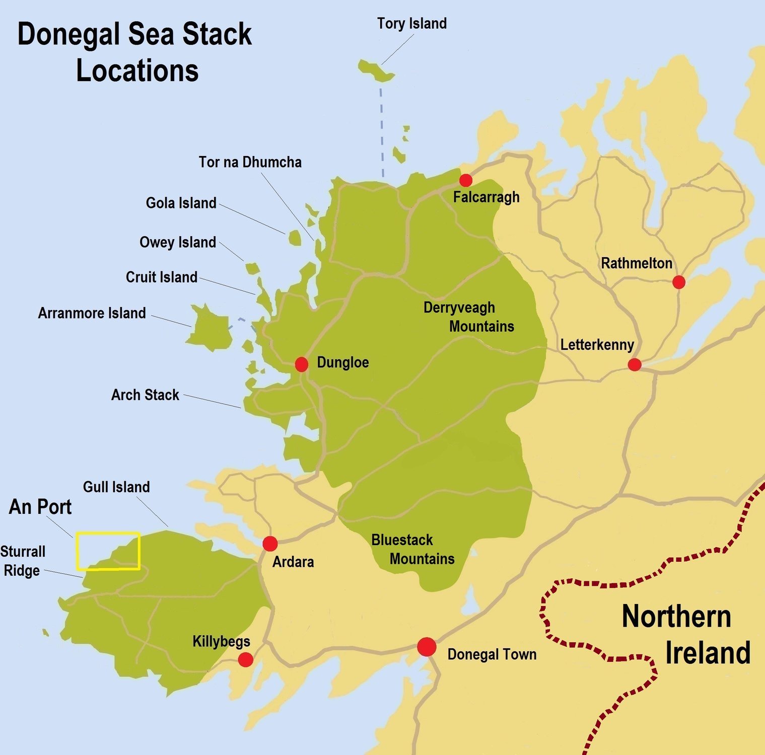 Donegal Sea Stack map