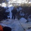 Rapping from top of climb. This station drops one just climbers right and well below top of first pitch. To a V thread anchor.<br>
Glad we had 70 meter ropes. 