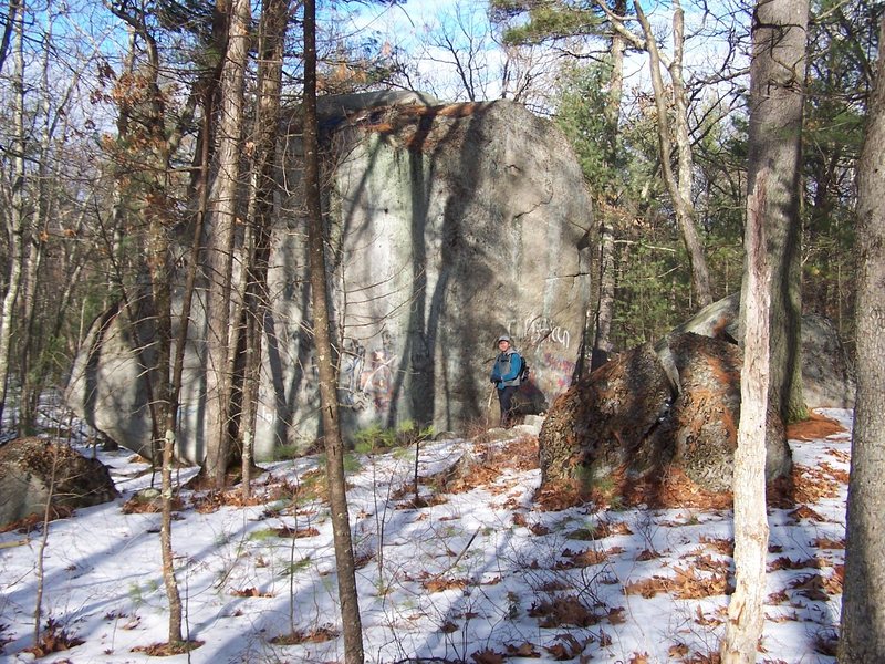 The largest boulder.