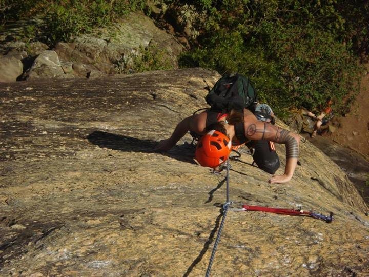 Climbing up to the first anchor station.