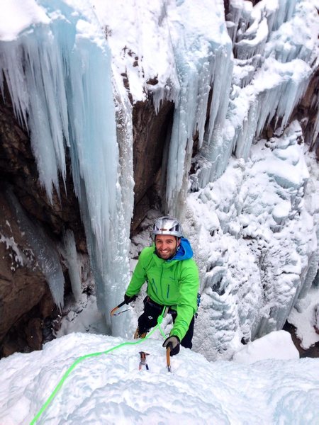 A happy climber topping out on a great line!