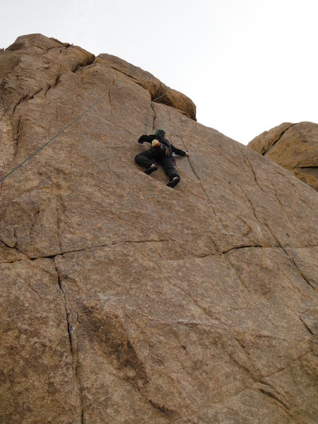 Approaching the crux on Safety Pin