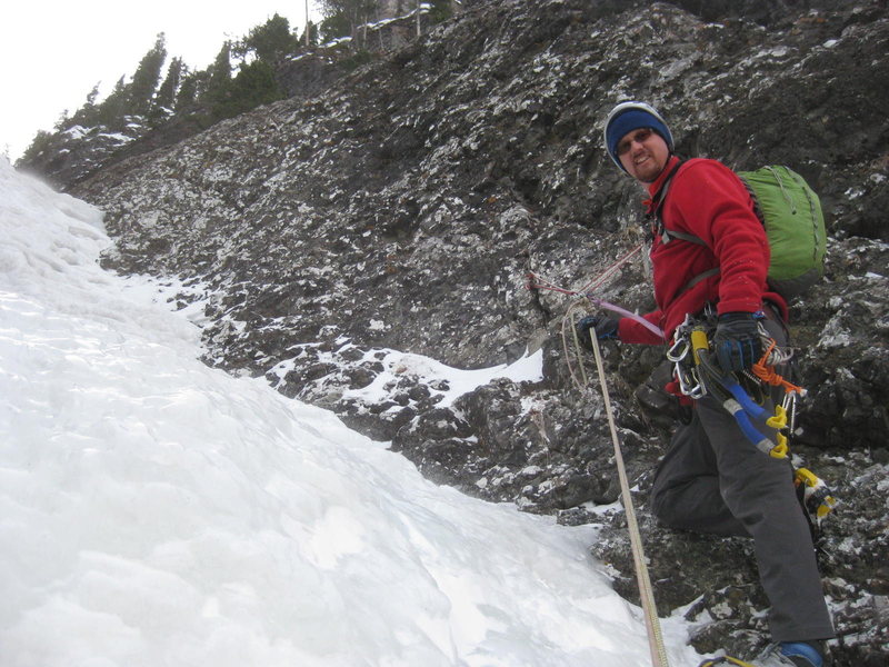 Alan - at the top of the Ribbon. Ouray, Colorado Sat January 25th 2014. Photo by Mike Walley