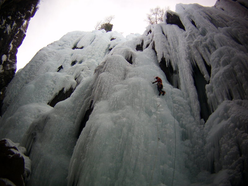 Mike Walley - below the upper bridge. Ouray CO. January 25th 2014.