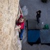 This problem haunted my dreams for 6 years after failing to send in 2008.  Finally got throw a heel over the lip jug -- now I can sleep.  Photo Darin Limvere.  