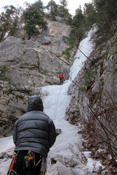 First pitch of The Rambles (centre) in the Duffy Lake area. Neil leading (not me!).