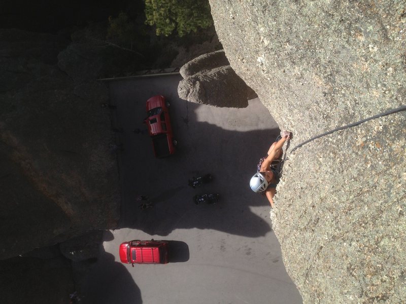 Kasi nearing the top of the Needle's Eye.
