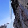 Dave Rone on the 5th pitch of Cryophobia. Hydrophobia in the background. Feb 2014.