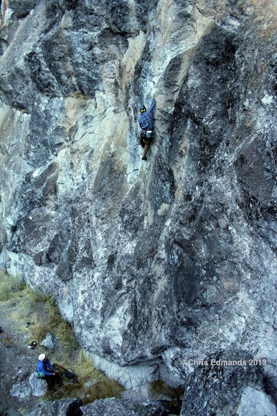 Garrett Froelich entering the crux.