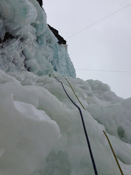 BV Left, Feb. 14. Large, horizontal crack where the climber is up high.