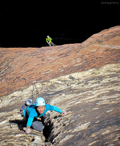 Vicky Su way the hell up there on Inti.<br>
<br>
Photo by Steve Cox