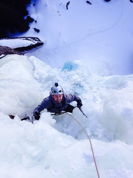 BridalVeil, coming over the last bulge. Amazing route. Photo: Keith Garvey.