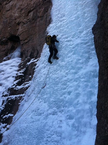 Dylan Gibson leading the lower flow, 1/24/14.