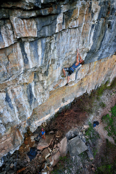 The last few hard moves of the headwall.<br>
<br>
Photo: Keith Ladzinski.
