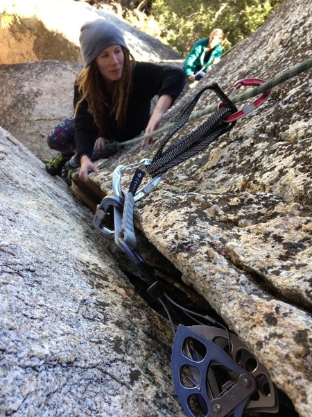 Tori cleaning the route.