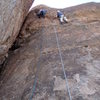 Suzanne (left) on unnamed route (6 bolts to chain anchors) and Chuck (right) on 'Moon Line'