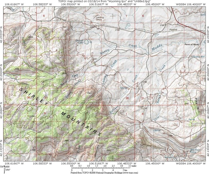 MAP 1: Shirley Mountains access from jct 487/77 21.5 miles north of Medicine Bow, WY.