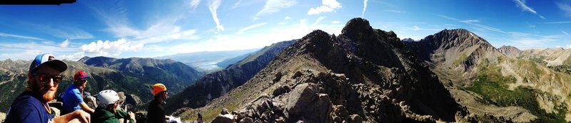 Lunch break on Elingwoods Ridge, La Plata Peak with the team. The calm before the storm.