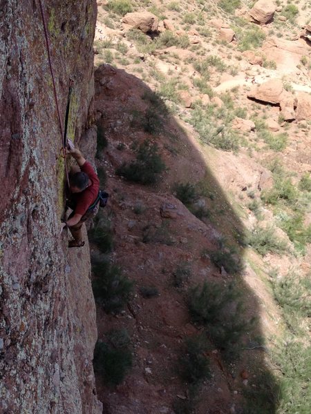 Terry approaching the top of pitch 1 on Chimera