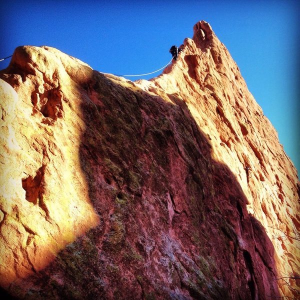 Ryan Derrick leading up the ridge on Christmas Day.<br>
<br>
Patagonia New Belgium beers in tow....