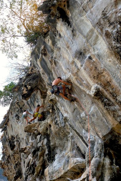 Mike Holley pulling through the beginning to the end crux of Babes in Thailand