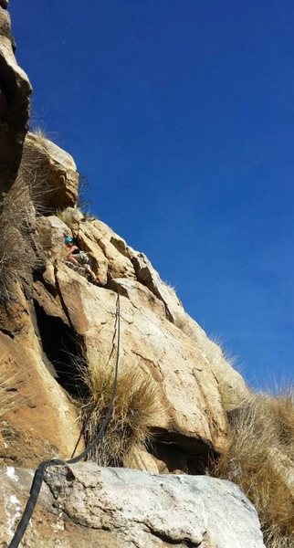 ST at the start of Tatanka as seen from right side of Central ledge.