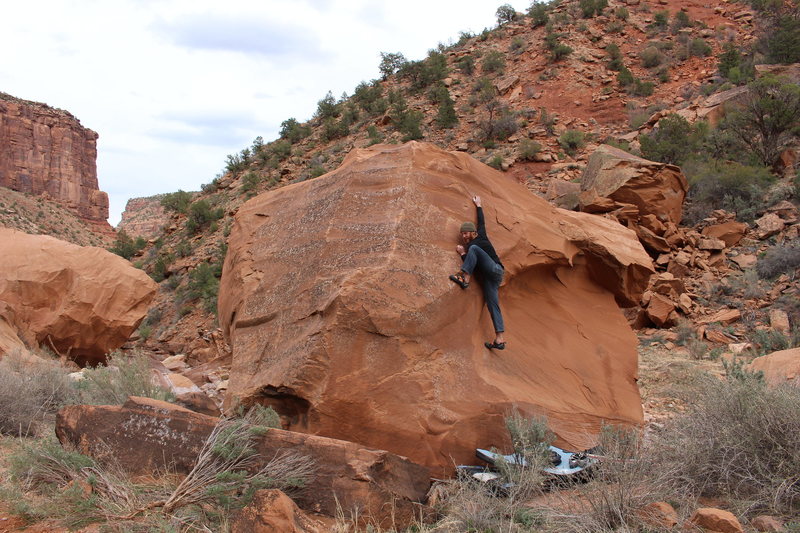 Bag about to move through the crux. Good move.