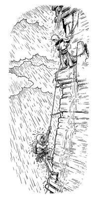 Climbing in a storm<br>
by Mike Clelland 