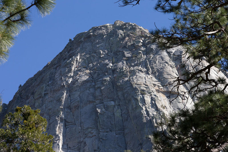 No need to draw a route line - the sun does it for us. See Jon in the orange jacket on Whodunit.<br>
<br>
Photo credit Jim Keener