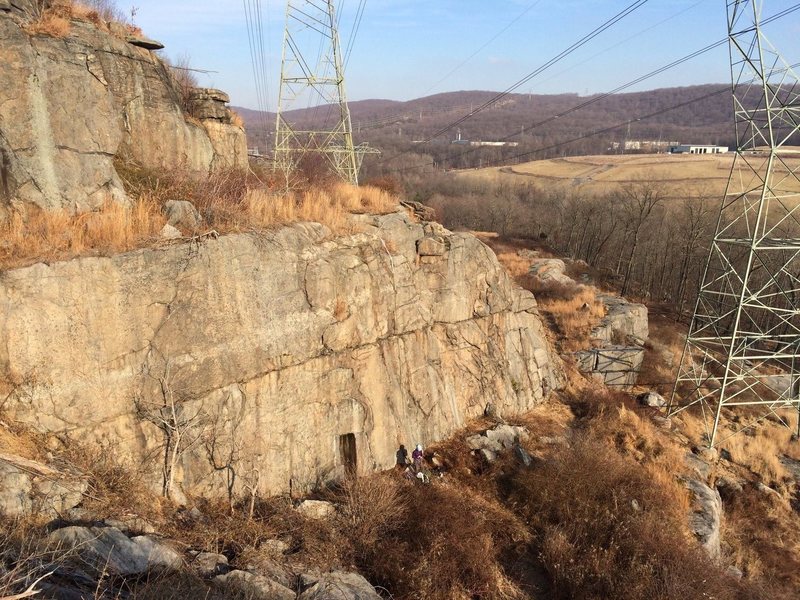 The beautiful Stockade wall in the winter sun. Looking down from the trail below the Tower Wall.