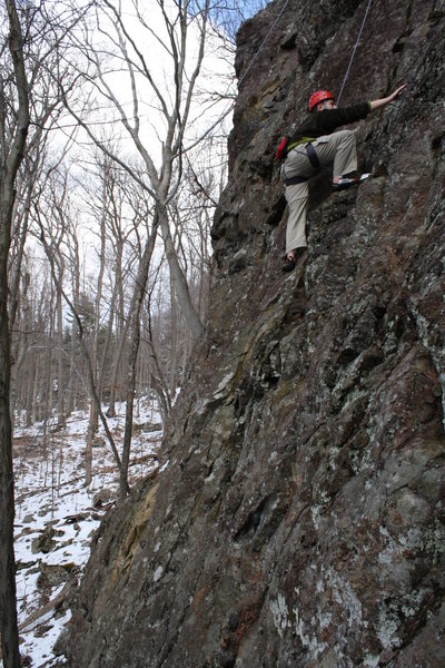 Jimmy toproping WMD, his first outdoor route.