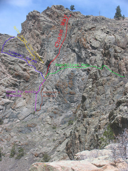 Barmore's Brothel is another fine line on the basal amphibolite of the Krumbling Towers Walls.
