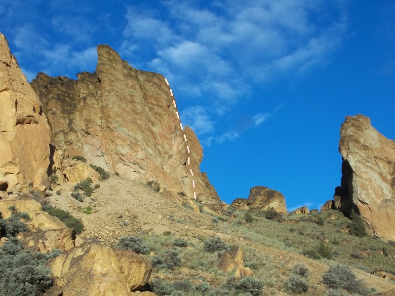 Marsupial Wall from the base of Koala Rock. The dotted line is Adventure Dog.