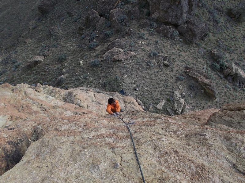 Alan Collins follows the second pitch (10+) on the first ascent of Adventure Dog.