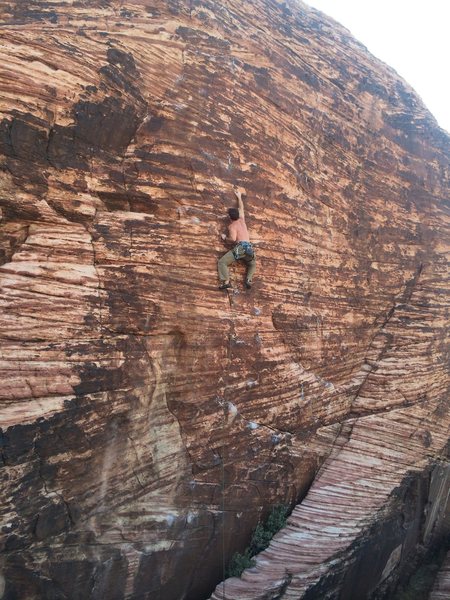 Scott leading Cat Walk, 05-17-2014. Holds smaller between second and third bolts.