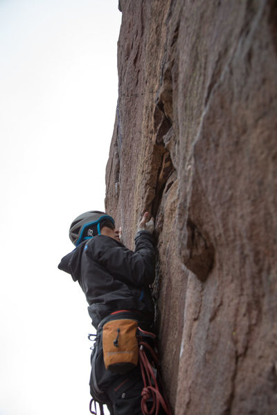Steve Baskis on the first pitch of The Bastille Crack. Steve is completely blind, and this was his first ever multi-pitch climb.
